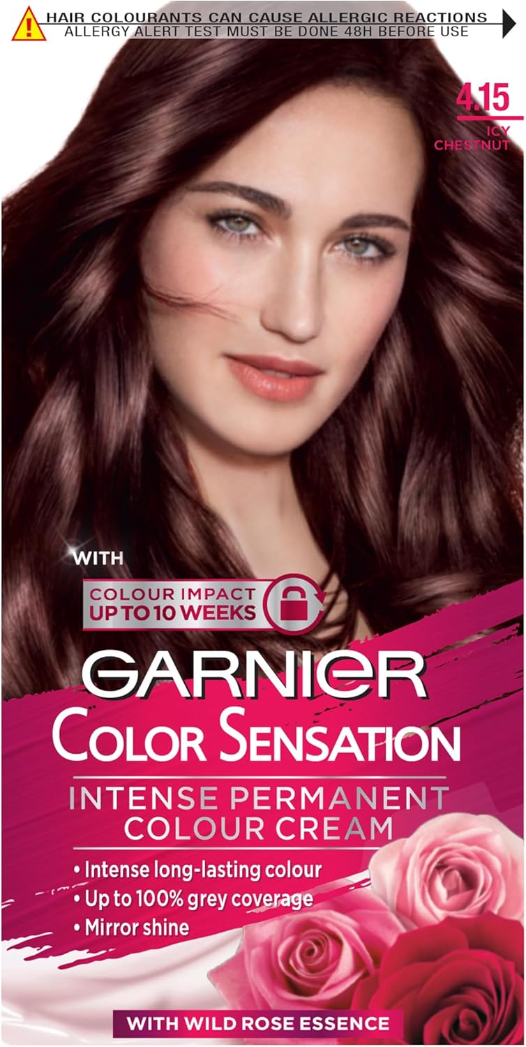 Picture of Garnier Color Sensation Brown Hair Dye Permanent 4.15, Icy Chestnut Brown