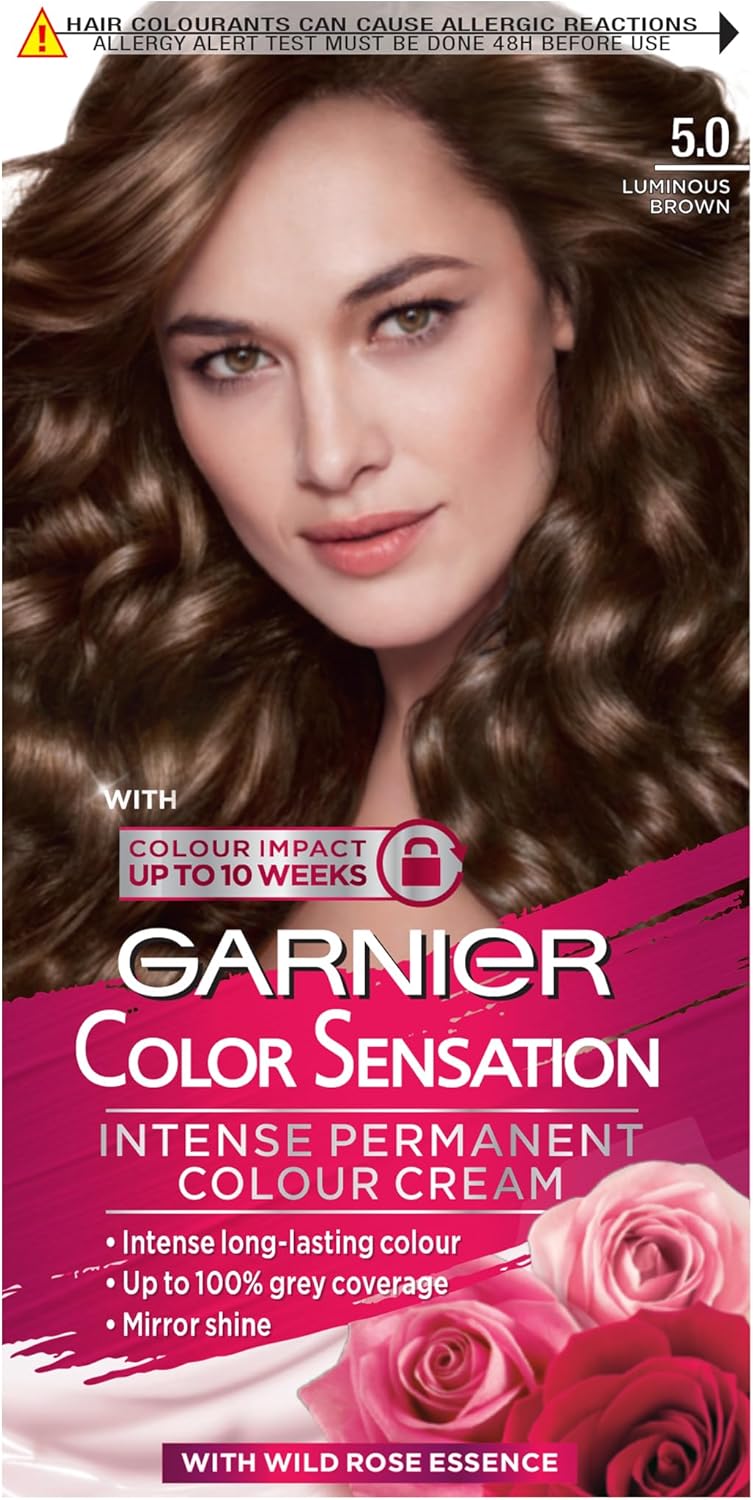 Picture of Garnier Color Sensation Brown Hair Dye Permanent 5.0 Luminous Light Brown