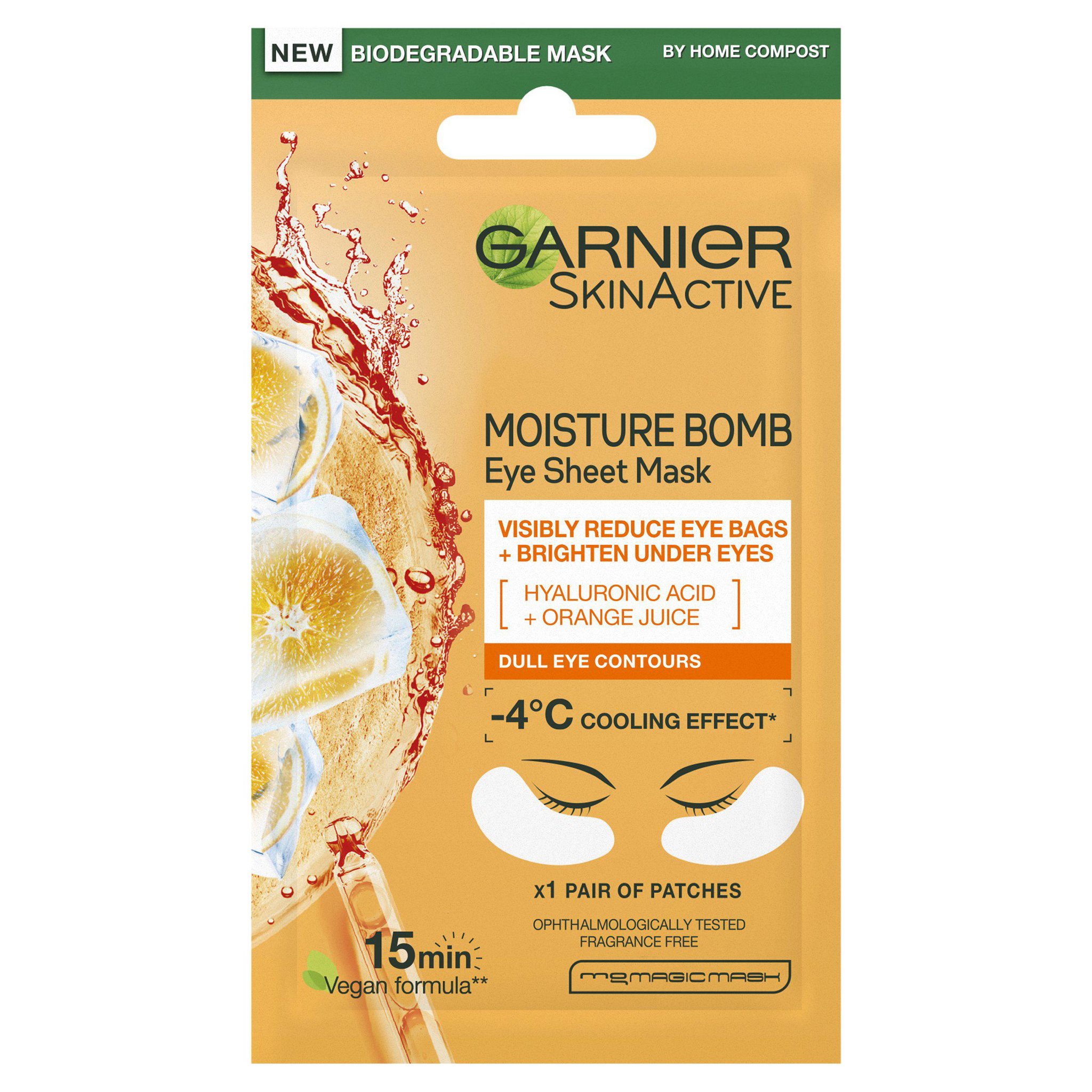 Picture of Garnier Moisture Bomb Hyaluronic Acid and Orange Juice Eye Sheet Mask 6g