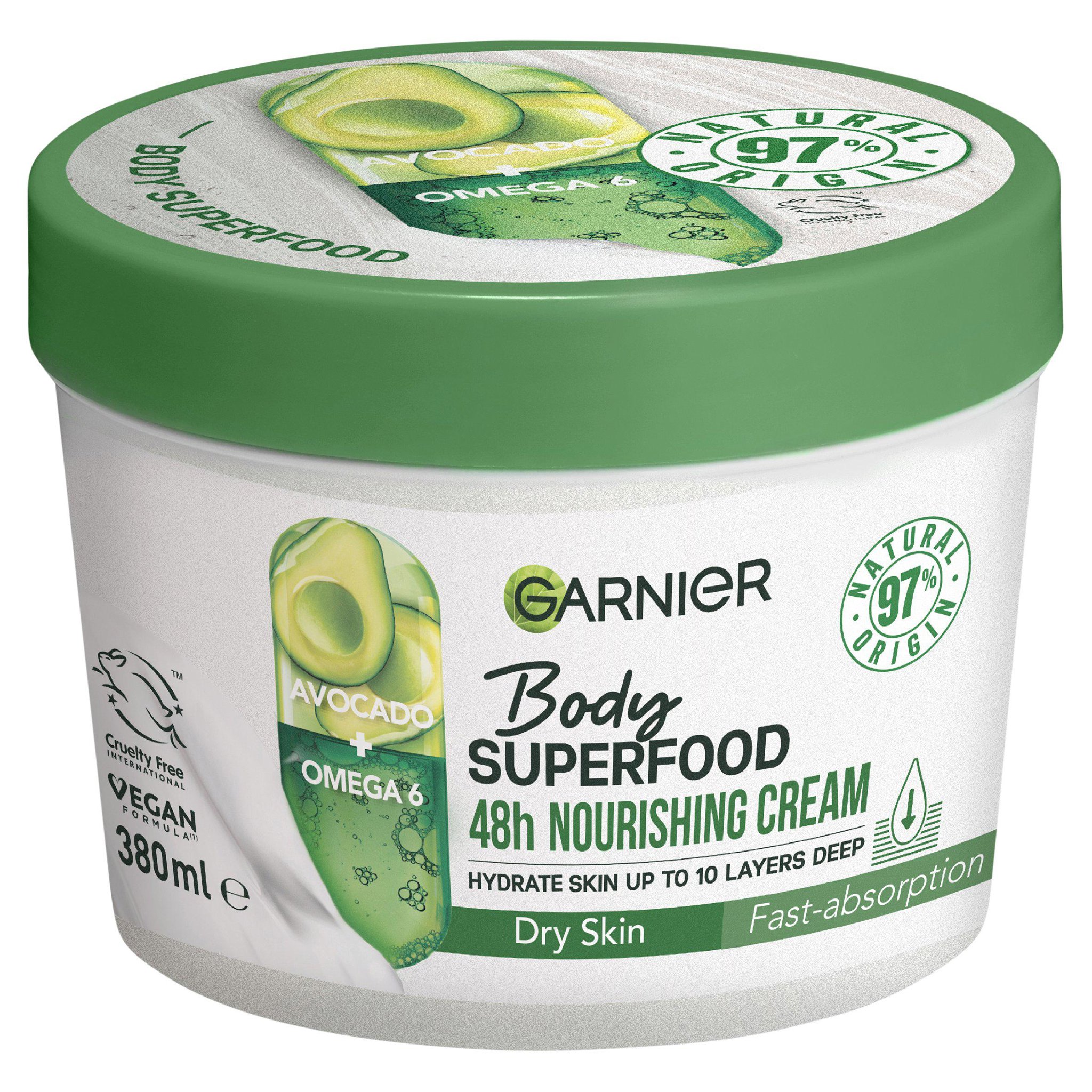 Picture of Garnier Body Superfood, Nourishing Body Cream, Avocado & Omega 6, 380ml
