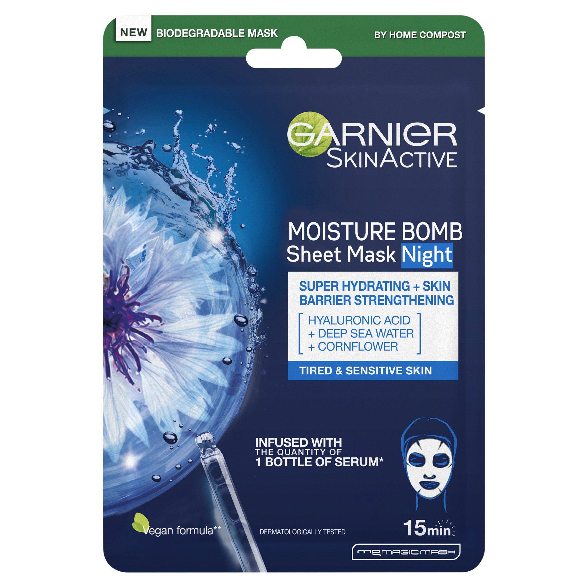 Picture of Garnier Moisture Bomb Night-Time Deep Sea Water and Hyaluronic Acid Sheet Mask 28g