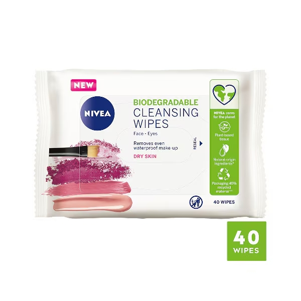 Picture of Nivea Biodegradable Gentle Cleansing Wipes Dry Skin 40s
