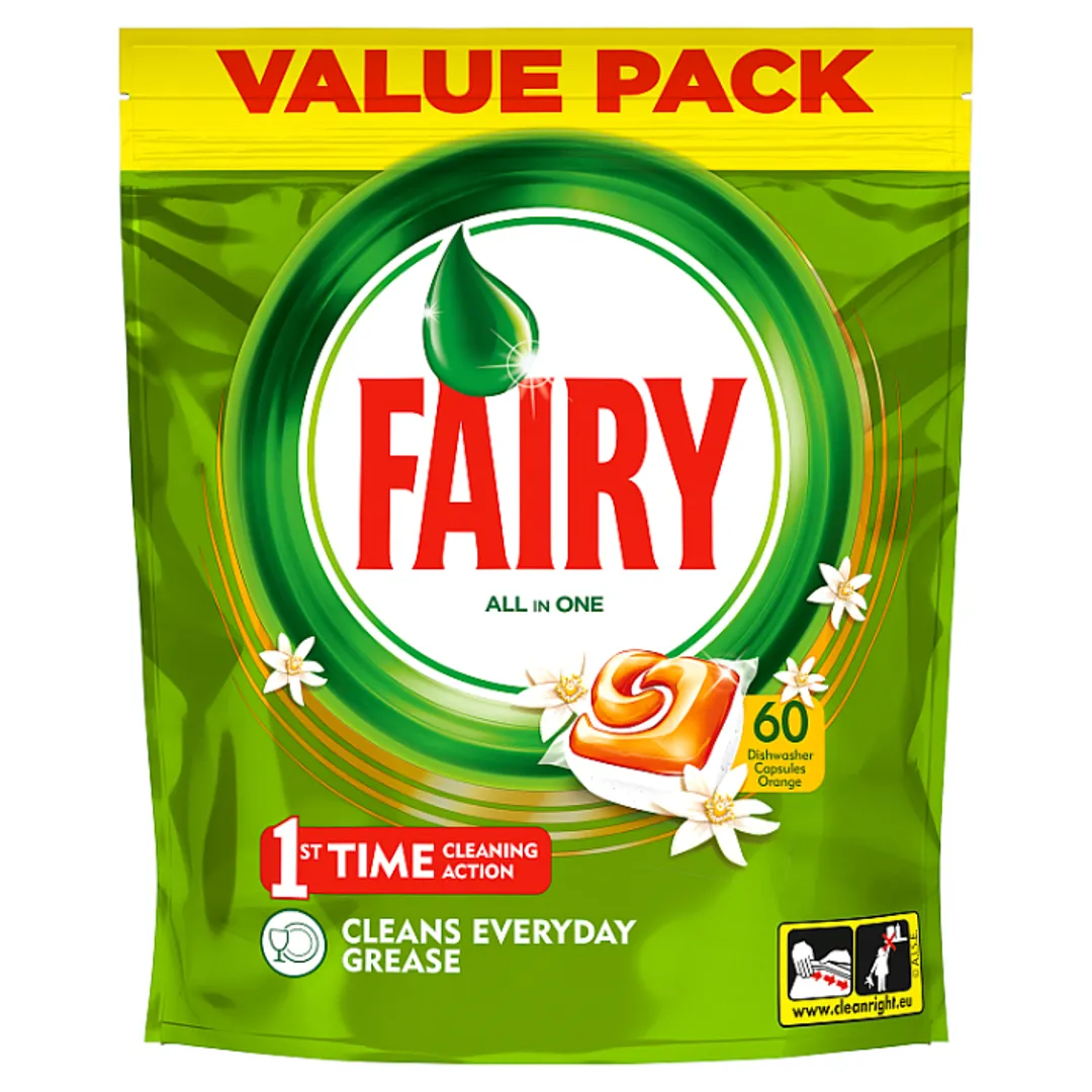 Picture of Fairy All In One Orange Dishwasher Tablets 60 Pack