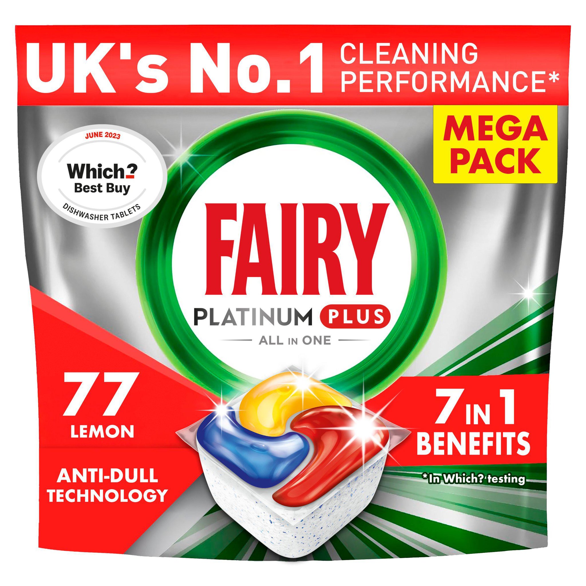 Picture of Fairy All in One Dishwasher Platinum Plus Lemon 77pk