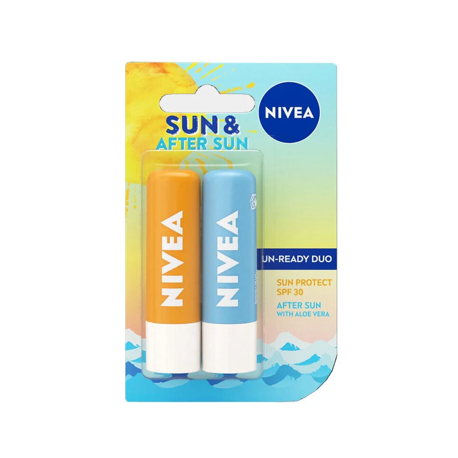 Picture of Nivea Sun & Aftersun Hydro Caring Lip Balm 2 Pack