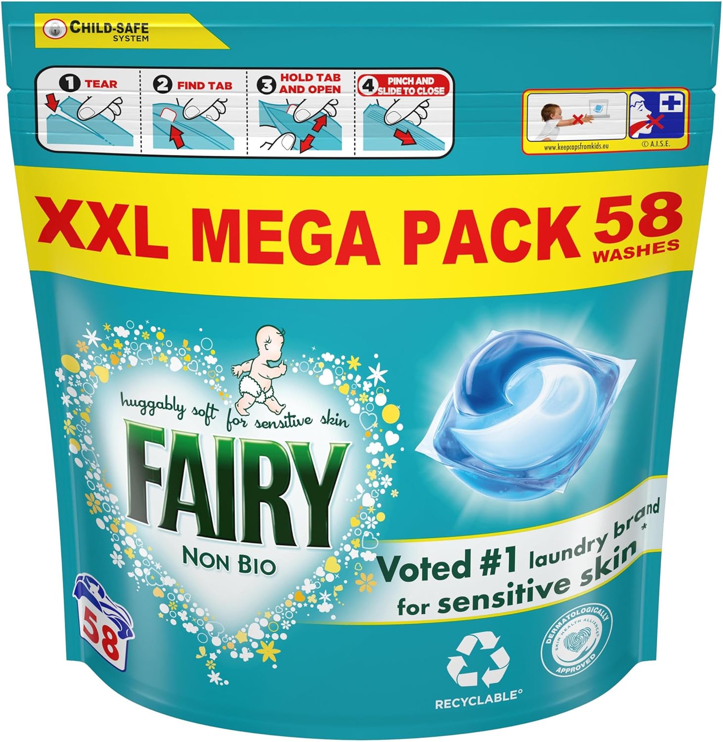 Picture of Fairy Non Bio PODS, For Sensitive Skin, 58 Washes