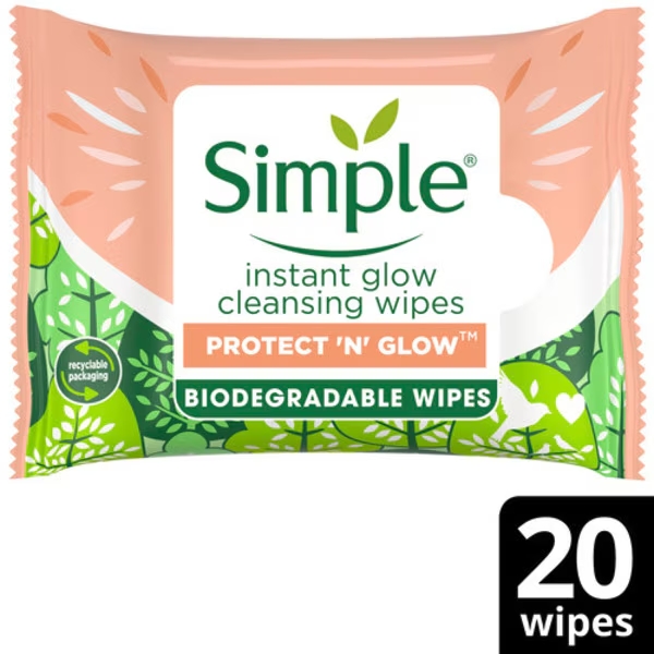 Picture of Simple Protect 'N' Glow Wipes Instant Glow 20s