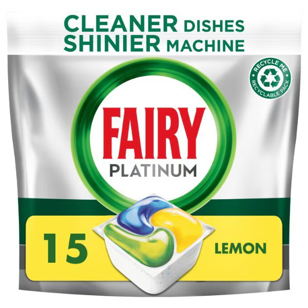 Picture of Fairy Platinum All-in-One Dishwasher Tablets Lemon 15pk