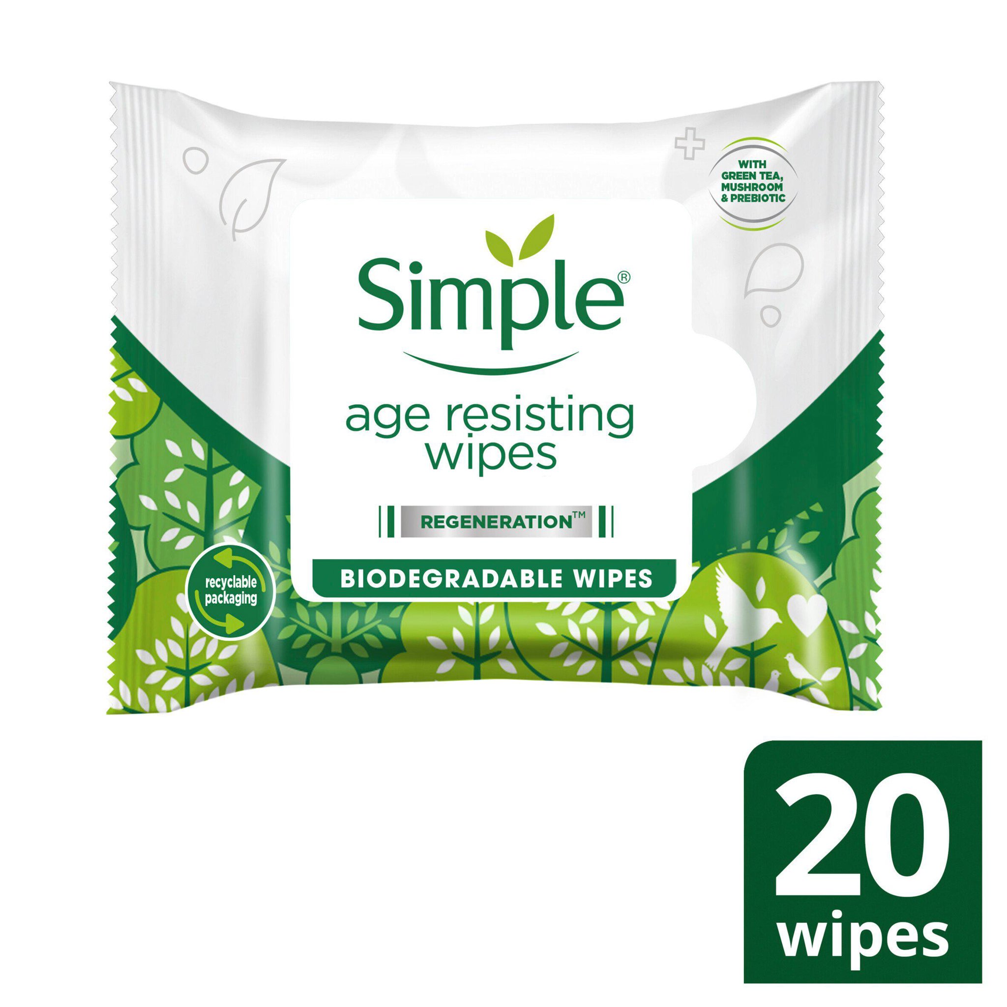 Picture of Simple Regeneration Age Resisting Biodegradable Facial Wipes 20s