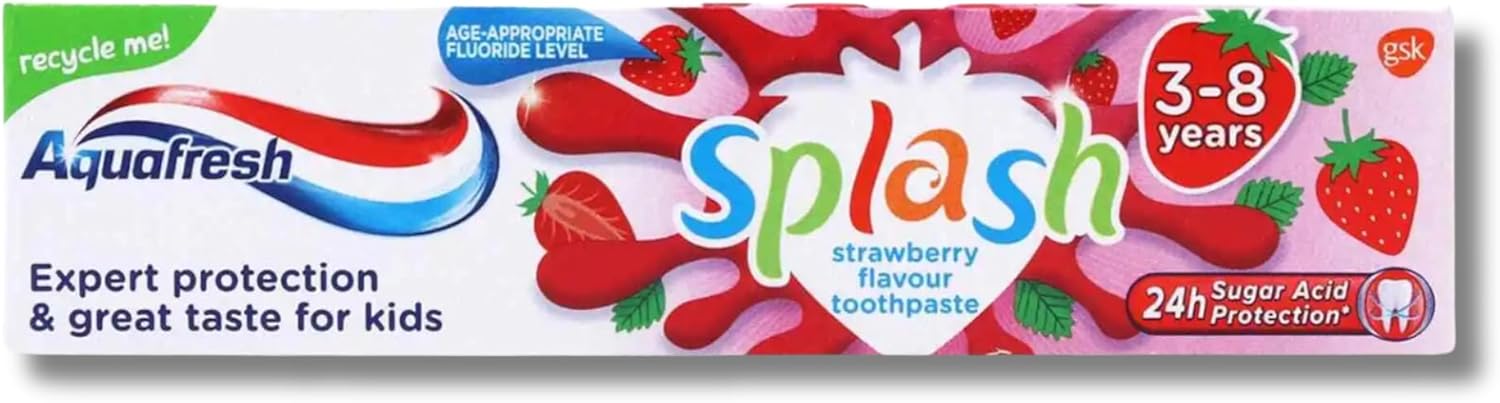 Picture of Aquafresh Splash Strawberry Toothpaste 3-8 Years 50ml  x 6