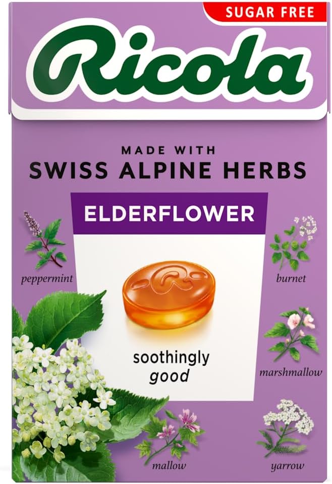 Picture of Ricola Elderflower Swiss Herbal Sugar Free Sweets 45g - Pack of 10