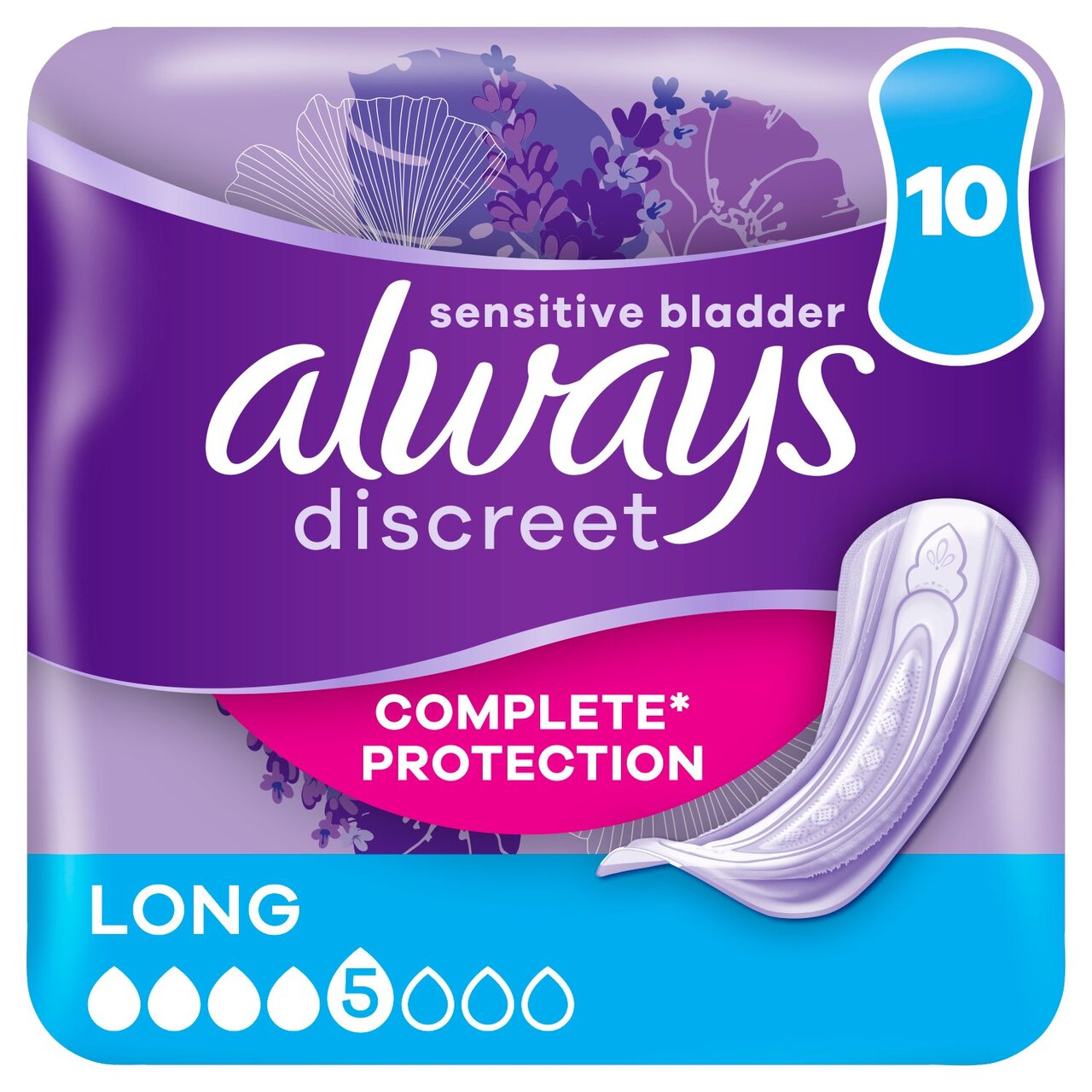 Picture of Always Discreet Incontinence Pads Long 10s - Pack of 4